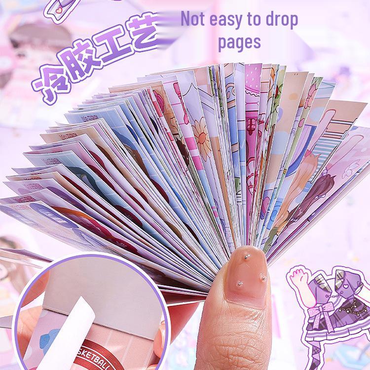 50 Unique Dress-Up Stickers Doudou Book: Mini Cute Fish-Themed Portable Pocket Notebook
