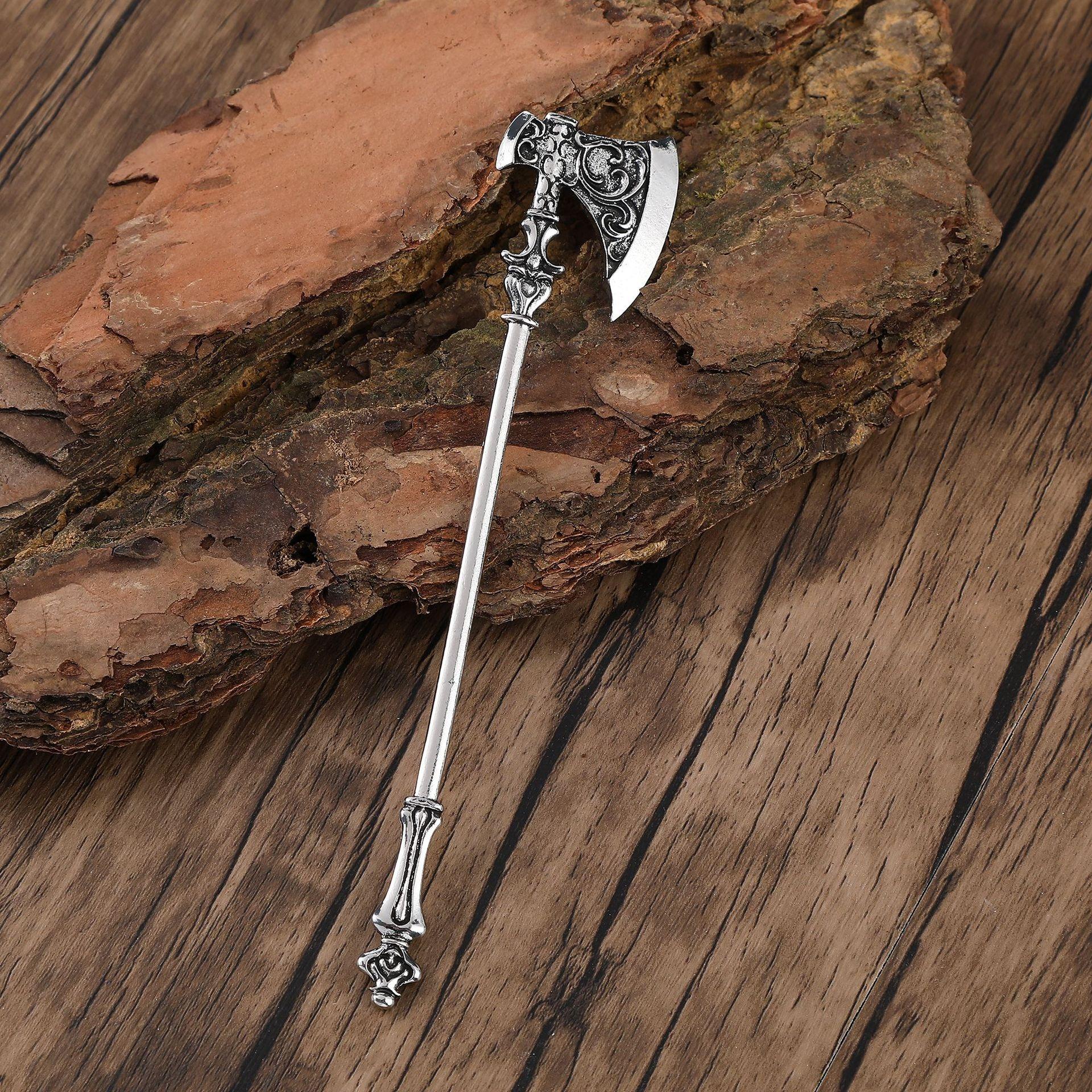 

Viking Odin Battle Axe Hair Stick Hairpin Fork – Nordic Norwegian-style Women Hair Accessories Fusing Norse Essence Chic Design серебряный