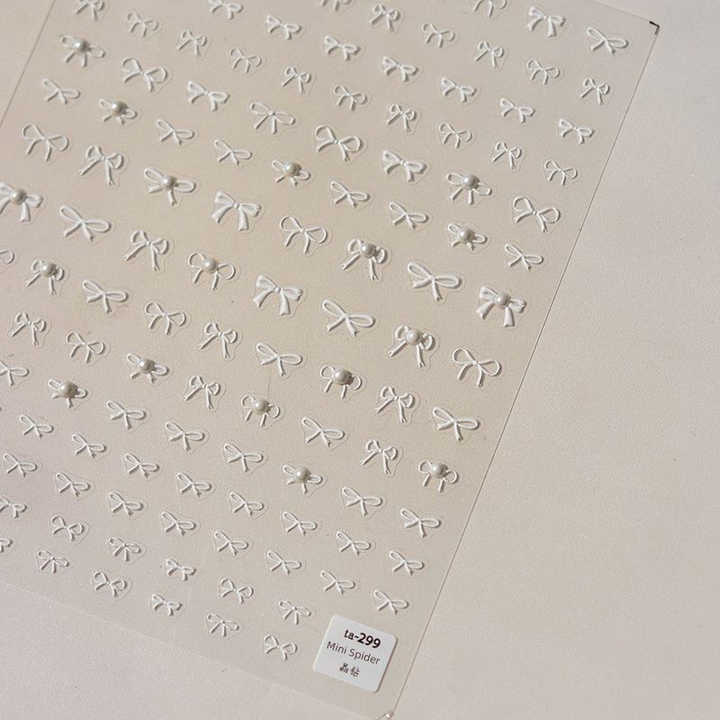 

Bright Crystal Streamer Mini Bow Nail Art Sticker Tomoni Black and White Minimalist Pearl Bow Nail Decals tomoni(ta-299 Mini Bows)