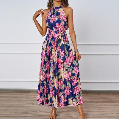 Elegant Halterneck Waist-length Printed Dress for Women