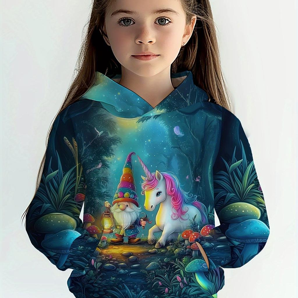 Kinderkleidung Mädchen Hoodies Langarm 3D Cartoon Tiere Drucken Kinder Frühling Herbst Kleidung Casual Niedlich Outdoor Mädchen Kleidung Top
