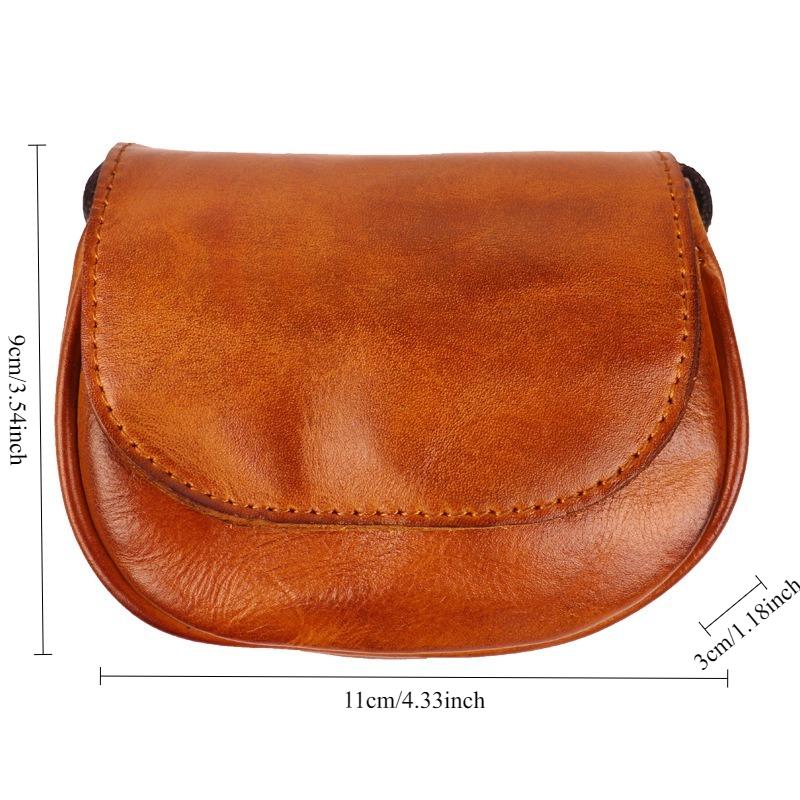1pcs Vintage Genuine Leather Crossbody Bag Mini Purse Cute Card & Coin Pouch for Daily Use