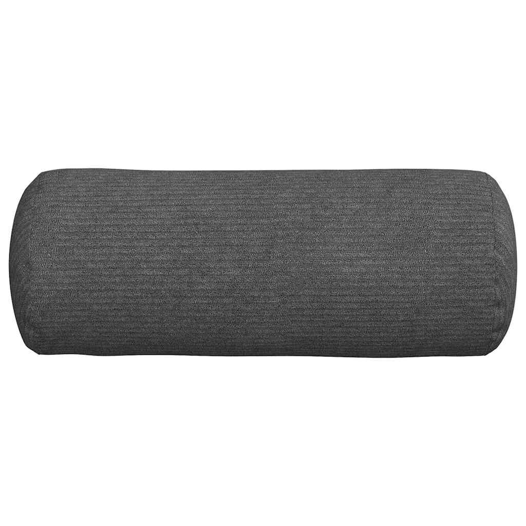 Bolster Cushions 2 pcs Dark Grey Ø 15 x 40 cm Cord Fabric