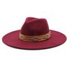 JYL TS DIY White Fedora Hat Women Fashion Concave Top British Wide Brim Felt Hat
