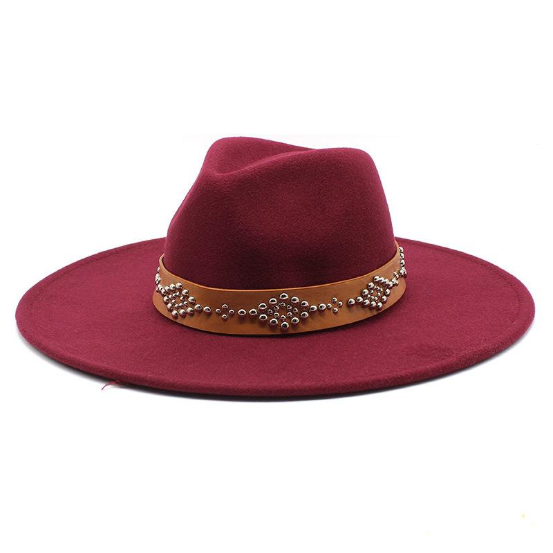JYL TS DIY White Fedora Hat Women Fashion Concave Top British Wide Brim Felt Hat