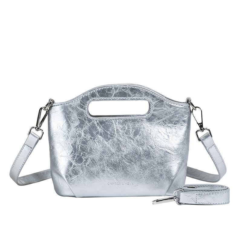 Wholesale simple style texture portable bucket bag fashion casual women commuting niche design messenger bag