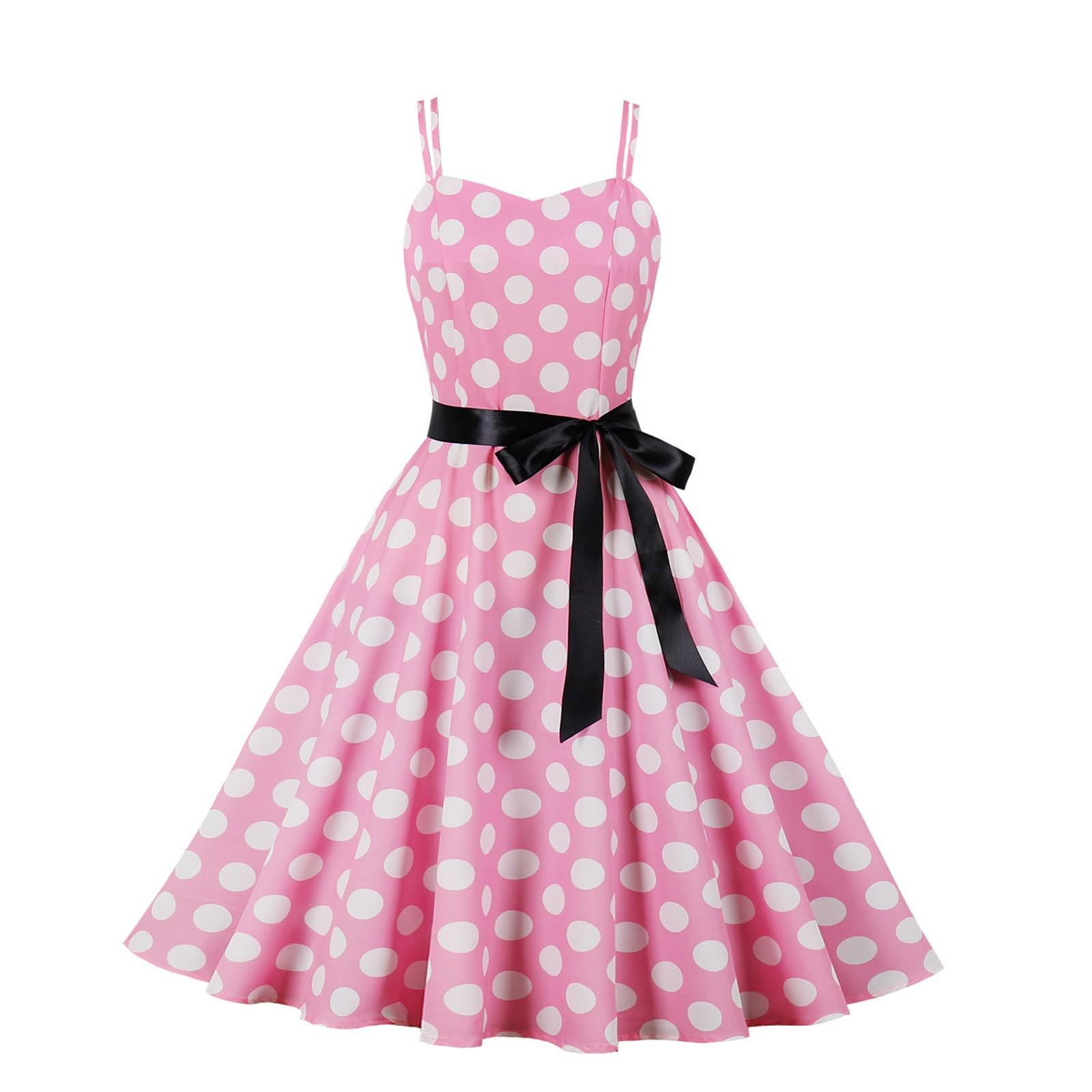 

Women Party Color Matching Dress Retro Dress Gothic Flare Sleeve Stitching Dress S рожевий