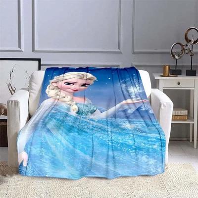 Disney Frozen Elsa Princess Blanket for Sofa King Size Cute Soft Flannel Throw Fluffy Bed Blanket New Born Winter Blanket Gift#(2)