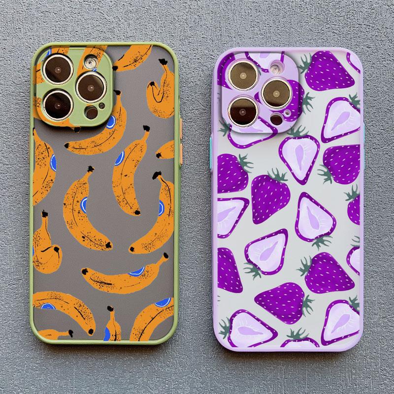 Color Fruits Banana Strawberry Phone Case For iPhone 14 13 12 11 Pro Max Mini 15 Pus Pro Max X XS XR 7 8 Plus Shockproof Covers