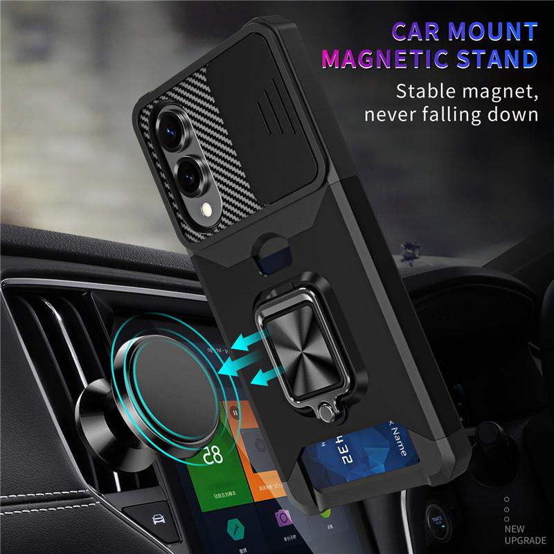 Suitable for Samsung A55 Card Magnetic Ring Protective Case S25 Ultra Push and Pull Glasses Mobile Phone Case