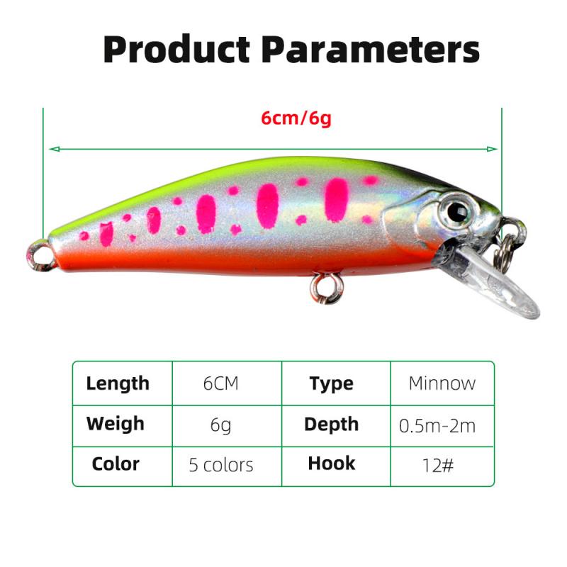 Long Casting Special Submerged Minnow Japanese Style Fake Bait6cm6gLure Bait for Bass Fishing, Suitable for Saltwater and Freshw