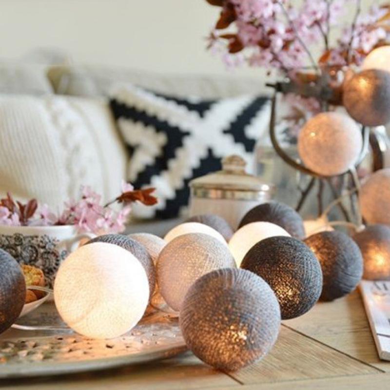 LED Cotton Ball String Lights for Christmas, Bedroom, and Party Decoration