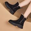 Snow boots new winter fur integrated fleece thick sole heightening leather short cotton shoes
