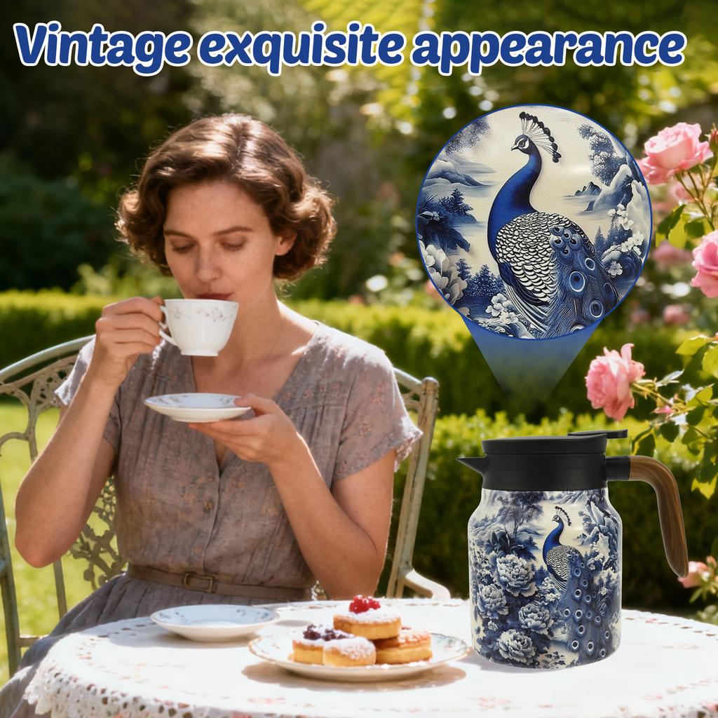 Vintage Floral Kitchen Tea Kettle Stainless Steel Hot Coffee Pot Insulated Teapot Infuser Thermal Insulation Pots Home Teaware