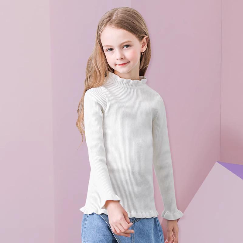Dětský svetr pletený z jádrové příze v korejském stylu s vysokým límcem - podzimní/zimní pulovr pro střední a velké děti