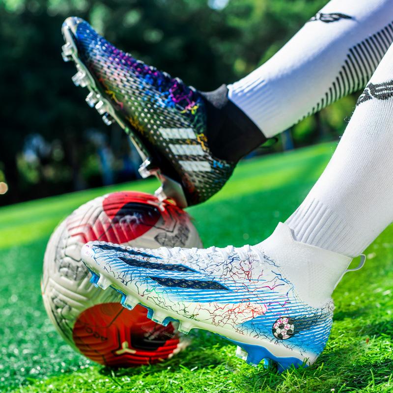 2025 Football Shoes High-top Boys and Children with Broken Nails and Spikes, Youth and Students Competition Artificial Turf Training Shoes