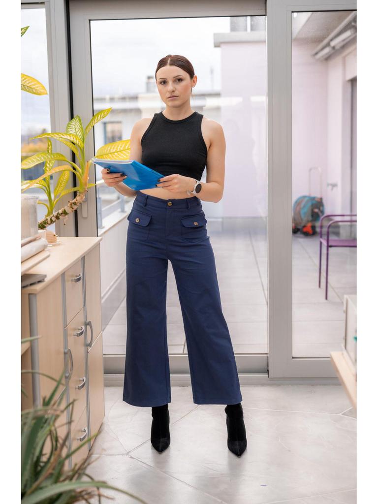 2025 Women's High Waist Wide Leg Stretch Trousers with Pockets - Formal Casual Pants