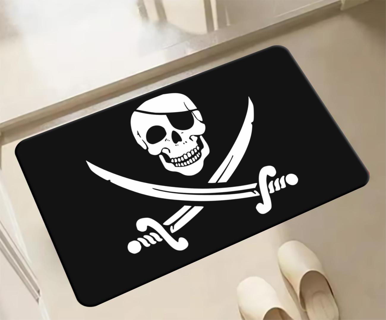 

1Pcs Pirate Jolly Roger Doormat Living Room Carpet Entrance Bathroom Floor Mat Door Rug Home Decoration 40cmx60cm