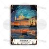 European Austria Germany Travel Cityscape Metal Sign Munich Vienna Berlin Cologne Salzburg Metal Plaque