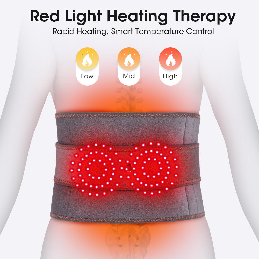 Durable And Safe Dual Red Light Heating Massage Waist Belt Electric Heating Waist Massager Rechargeable Heated Massage Belt Blood Circulation