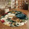 1Pcs Round Woven Area Rug Non-Slip Machine Washable Polyester Floor Mat for Living Room Bedroom Outdoor Patio Garden Deco