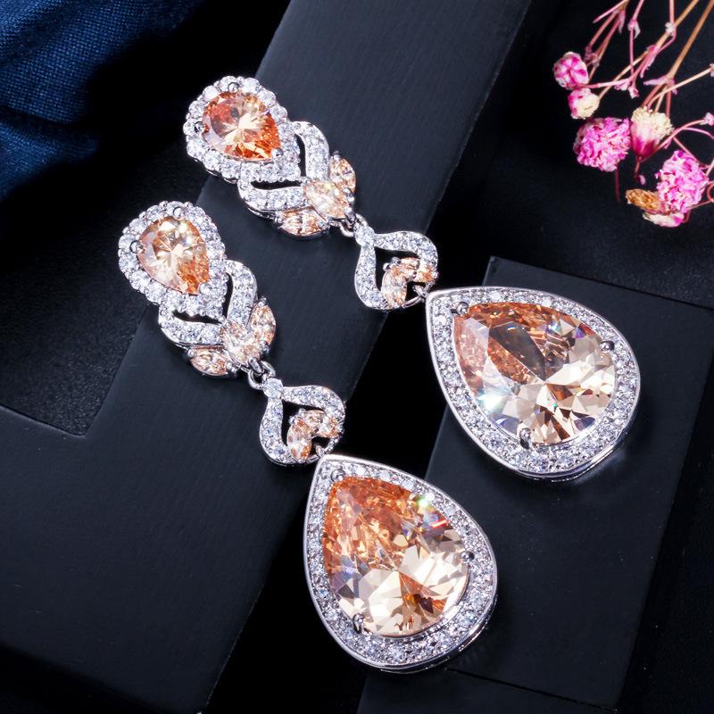 

Серьги-гвоздики, Серьги с микроцирконами, Изысканные, Длинные серьги, подчеркивающие темперамент. шампанского