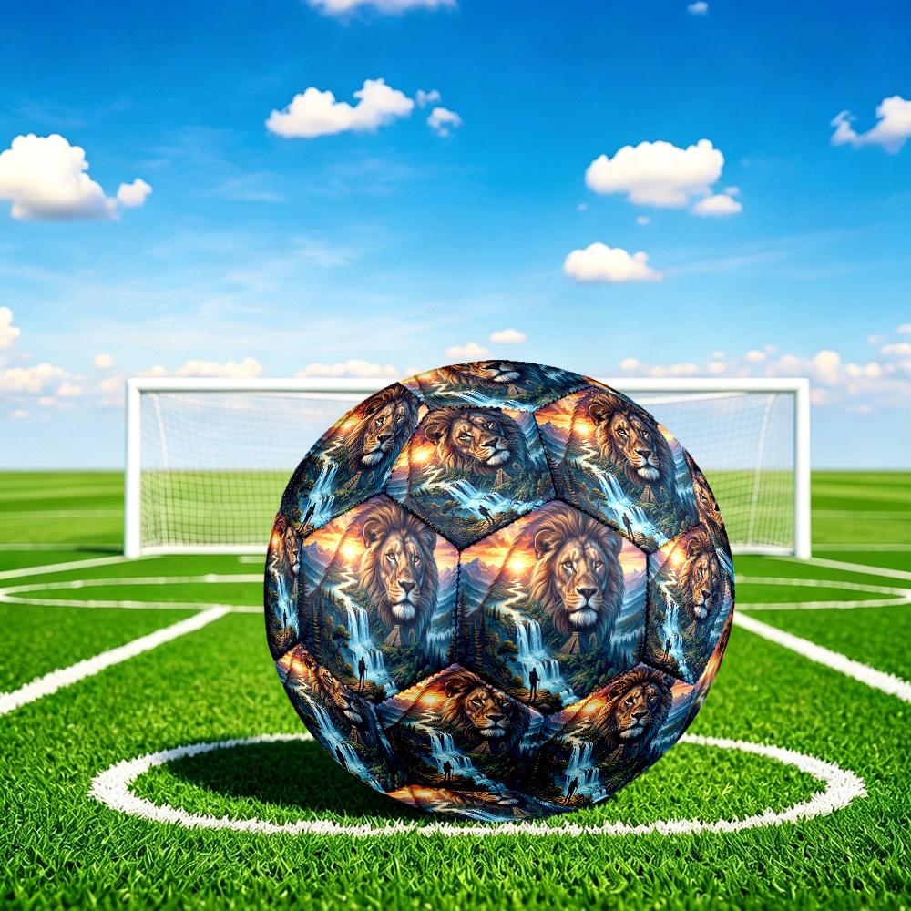 1pc Lions Majesty Theme Soccer Ball Football, Size 5, Lightweight PVC, Durable Outdoor Training Soccer Ball, Gift M61411