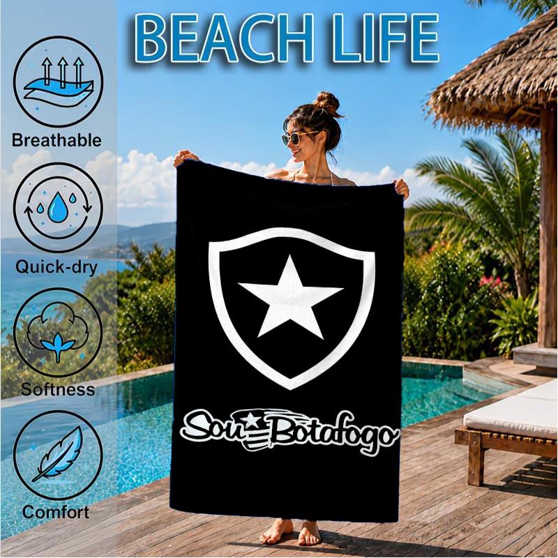 Botafogo Pride Emblem Printed Microfiber Beach Towel, Soft And Absorbent, Quick-Dry, Ideal for Summer Travel, Beach Essential, Swimming Pool