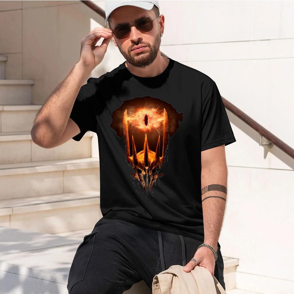 Sauron heavyweight retro printed pattern fun round neck T-shirt for daily comfort
