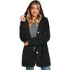 Women's Long Sleeve Button Pocket Casual Plush Hooded Jacket