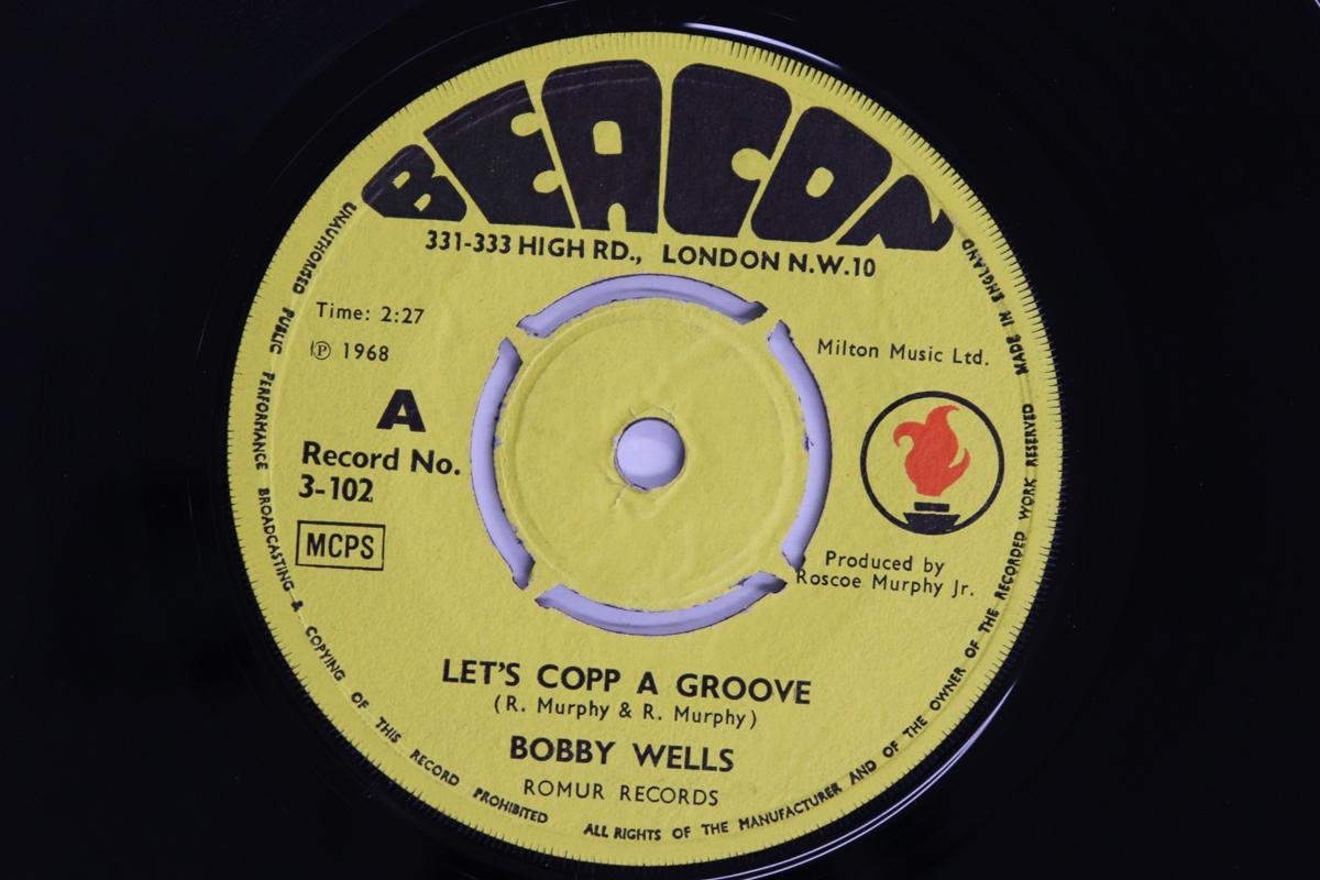 

7-дюймовая пластинка БОББИ УЭЛЛС - Let s Copp A Groove / Recipe For Lo 3102 BEACON 1968 UK Соул/Фанк Б/У