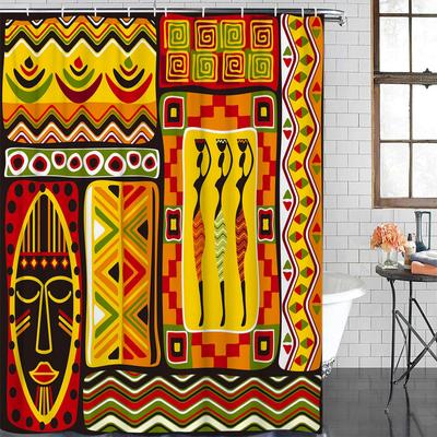 African Women Geometric Shapes Waterproof Bathroom Decoration Shower Curtain With Hook Bathtub Curtains Bathroom Accessories