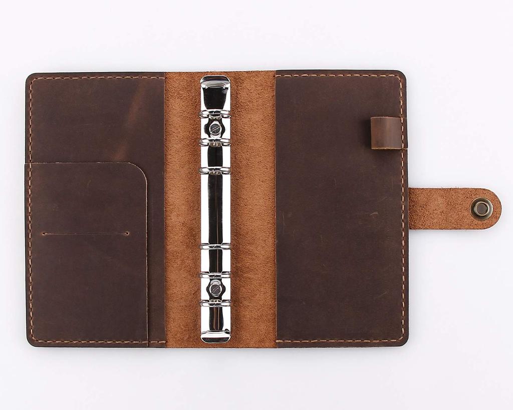 CEETOL Genuine Leather Planner, Handcrafted by Artisans, A6 Size, 6-Hole, with Pen Holder, Genuine Leather Business Notebook, Schedule Book