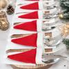 Mini Flannel Christmas Hat Cutlery & Wine Bottle Set Decoration