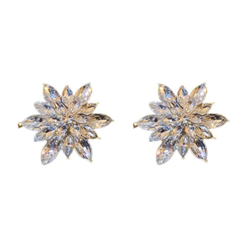 Silver Needle Diamond Flower Geometric Earrings Cold Wind Atmospheric Fashion Stud Earrings Premium Niche Fashion Earrings