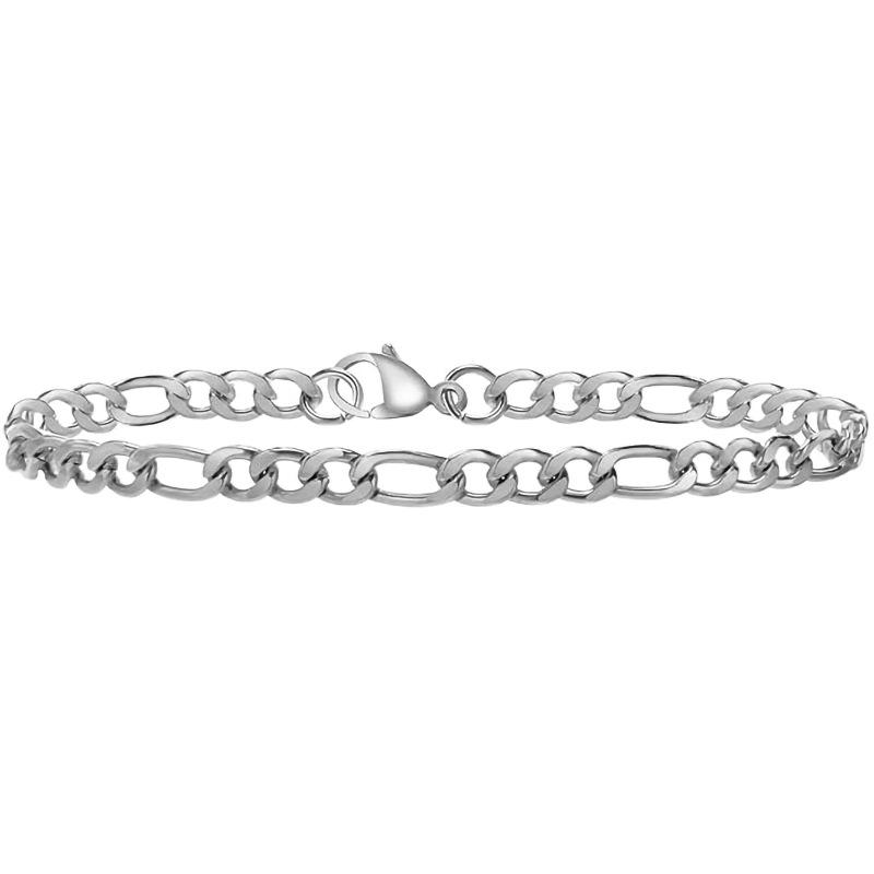 5-teiliges Set aus kubanischem Figaro-Armband aus Edelstahl – lichtechtes, modisches Freizeitaccessoire aus Titanstahl