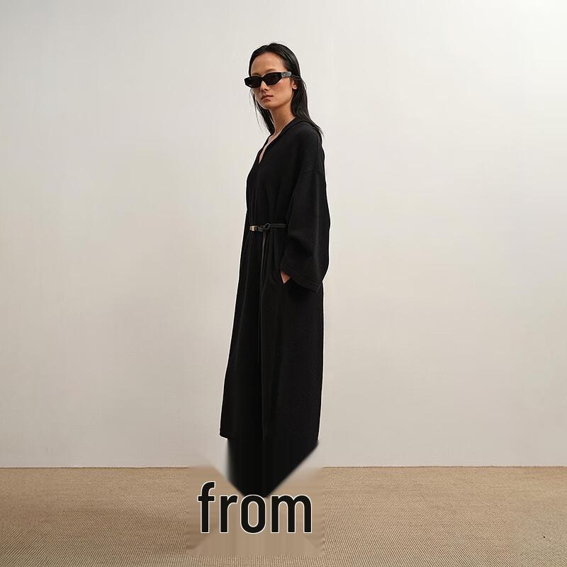 Women's V-Neck H-Line Merino Wool Midi Dress