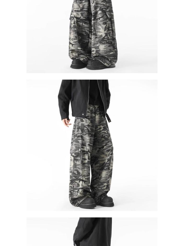 American Retro Baggy Camouflage Unisex Jeans: Trendy, Loose, and Versatile Streetwear Workwear.