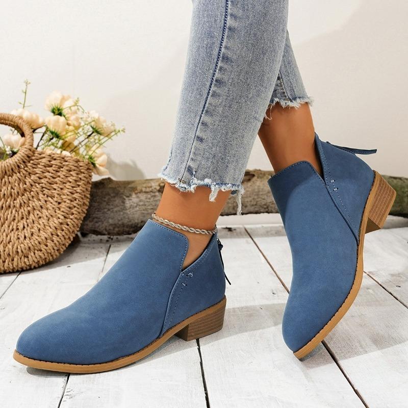 Plus-size Shoes, Thick-heeled Ankle Boots, Women's Pointed-toe Thick-heeled Ankle Boots, Women's Boots