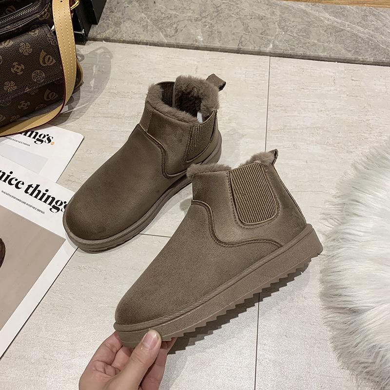 Snow boots women's new thickened and velvet cross-border large size winter fashion warm one-pedal short boots cotton shoes women