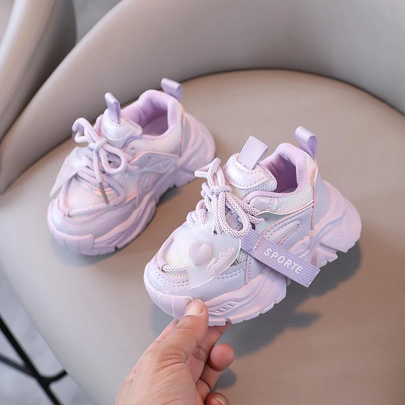 Girls' Sports Shoe 2024 Spring and Autumn New Children's Dad Shoes   Mesh shoes boy's Versatile Little White Shoes