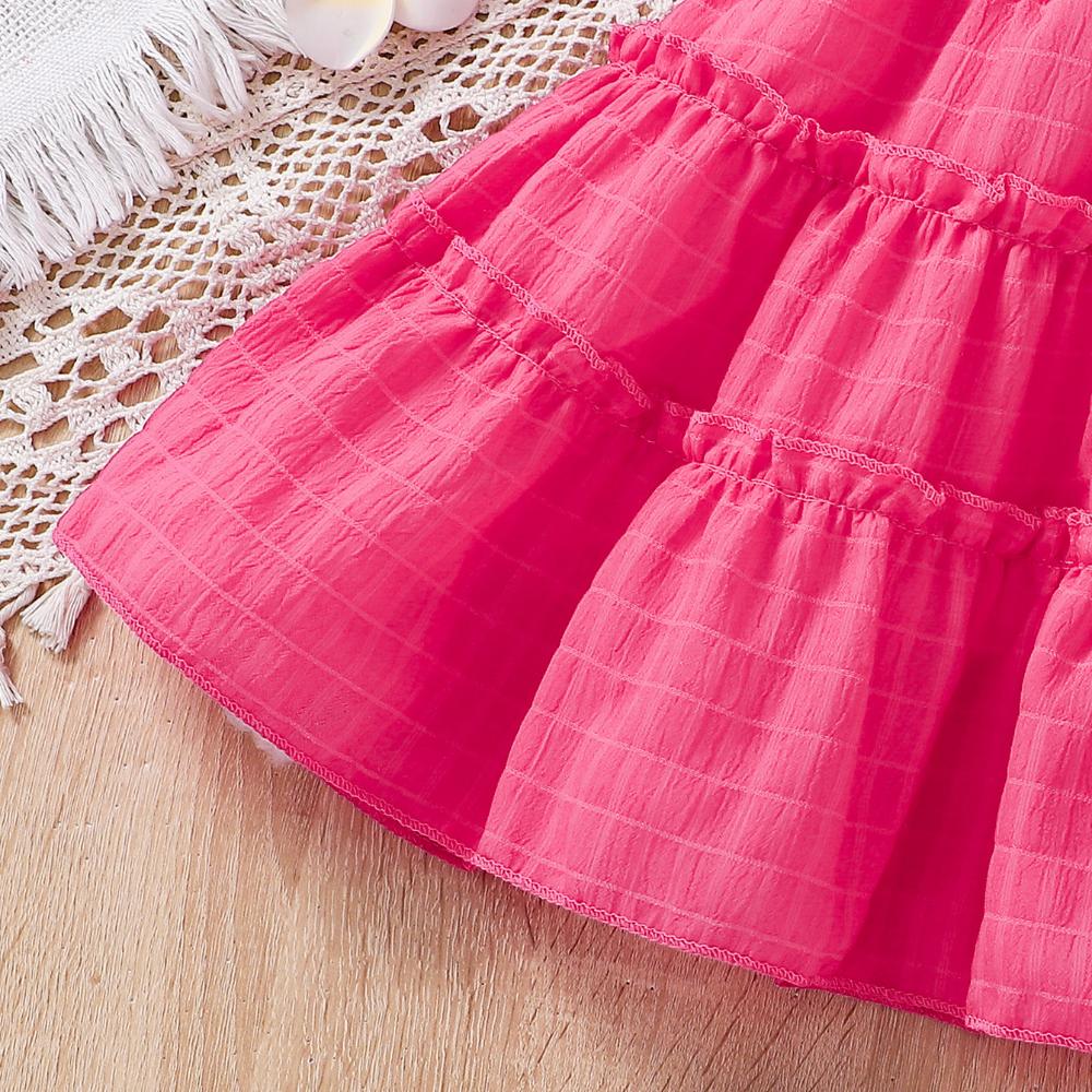 Girls' Dress Summer Off-shoulder Solid Color Children Princess Dress Girl Suspender Dresses for 2-8 Years Old