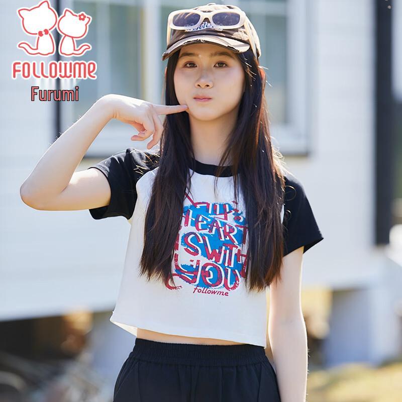 Fulongmi Girls  Summer Raglan T-Shirt 150