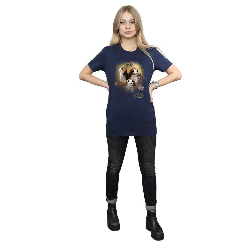 Stjärnornas krig: The Last Jedi Womens/Ladies Porg Pojkvän T-shirt i borstad bomull