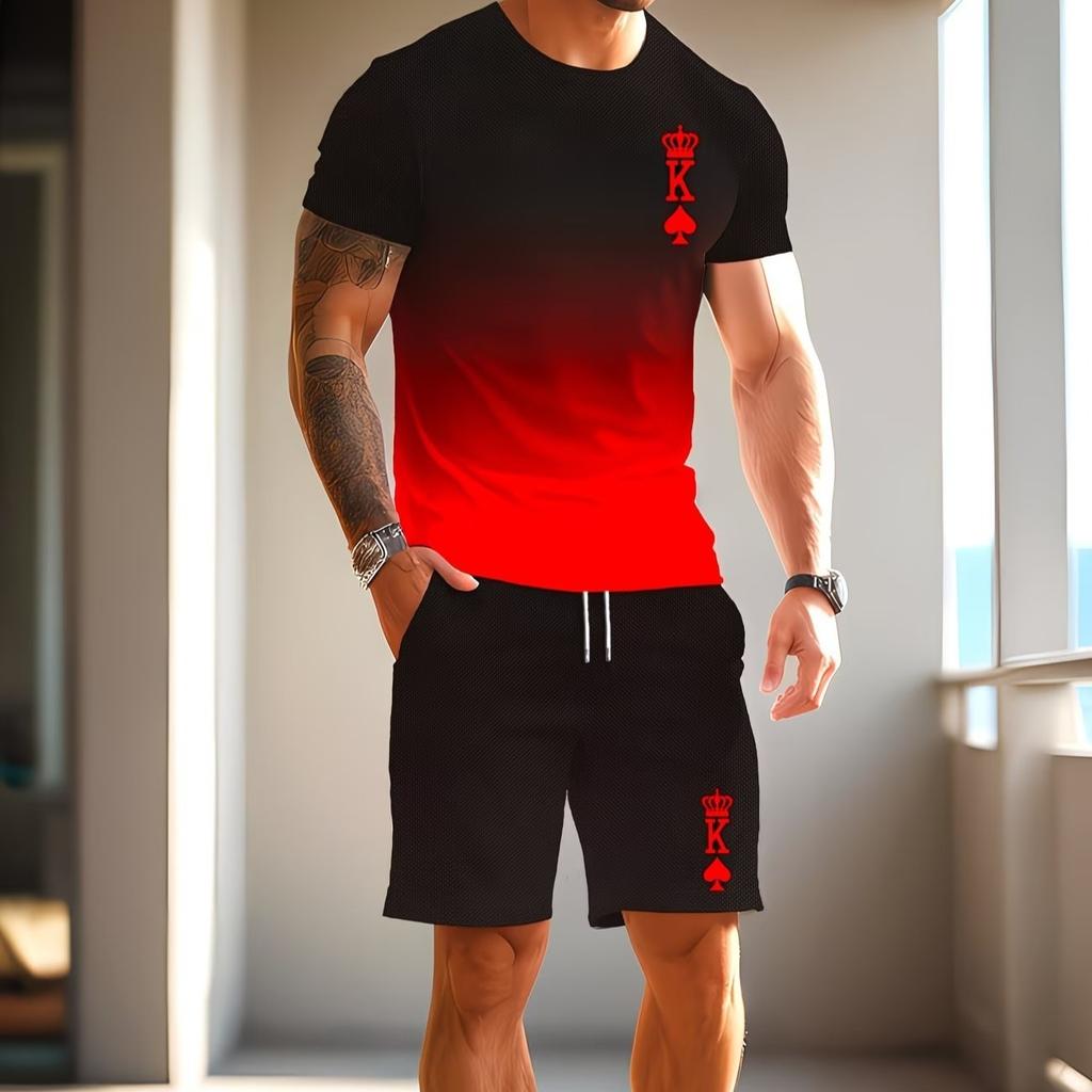 Fashion Resort Style Men's T-Shirt Short Sleeve Shorts Two-Piece Set Summer 3D Print