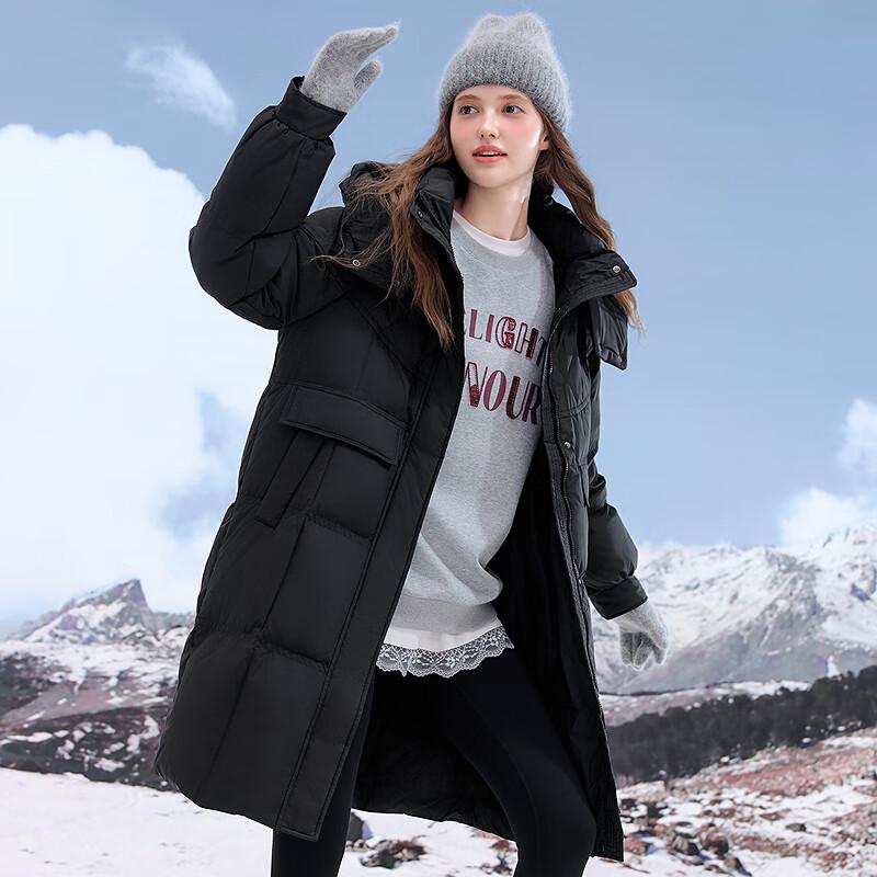 Betu Women's 2025 Winter 90% White Duck Down Mid-Length Hooded Jacket