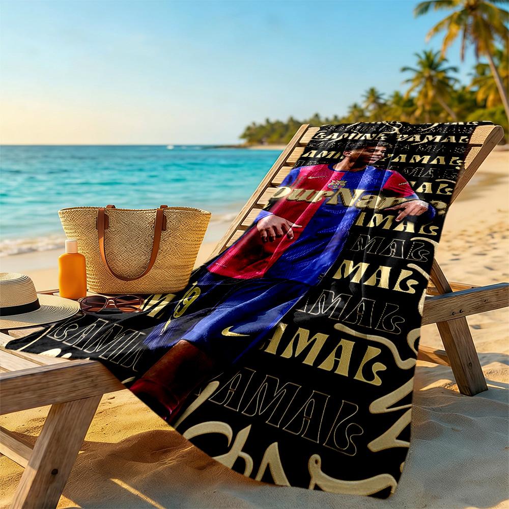 Lamine Yamal Personalisiertes Text Strandtuch Super Weich & Saugfähig Ideal für Reisen Outdoor Schwimmbad Yoga Surfen Camping Wandern Fitnessstudio Geschenk Urlaub
