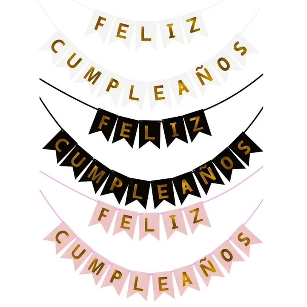 1PC/5PCS/10PCS Happy Birthday in Spanish, Hot Goldfish Tail Banner, Tailcoat Banner, Birthday Party Decoration Flag