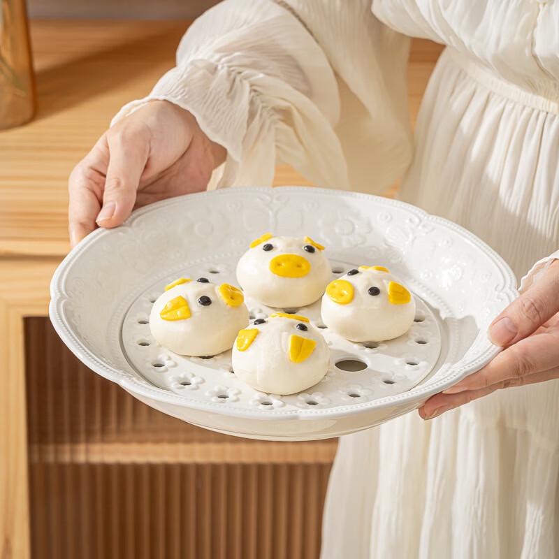 Zhi Shi Double-Layer Ceramic Dumpling Steaming Plate