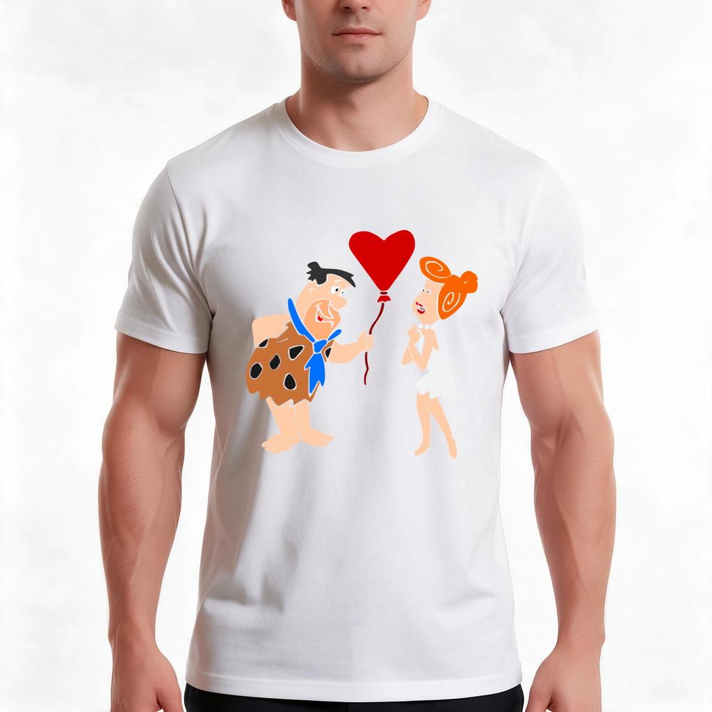 Fred And Wilma Flinstone Tshirt Summer Casual Cotton Tee Oversized Streetwear Tops Vintage Graphic Print Unisex Unisex Unisex
